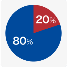 責任割合のグラフ：車両A 80％、車両B 20%