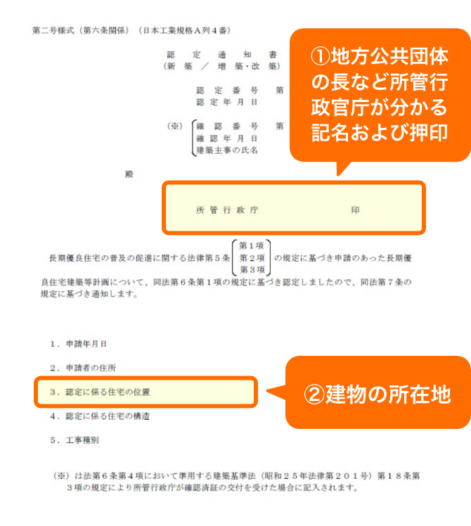 認定通知書（長期優良住宅）